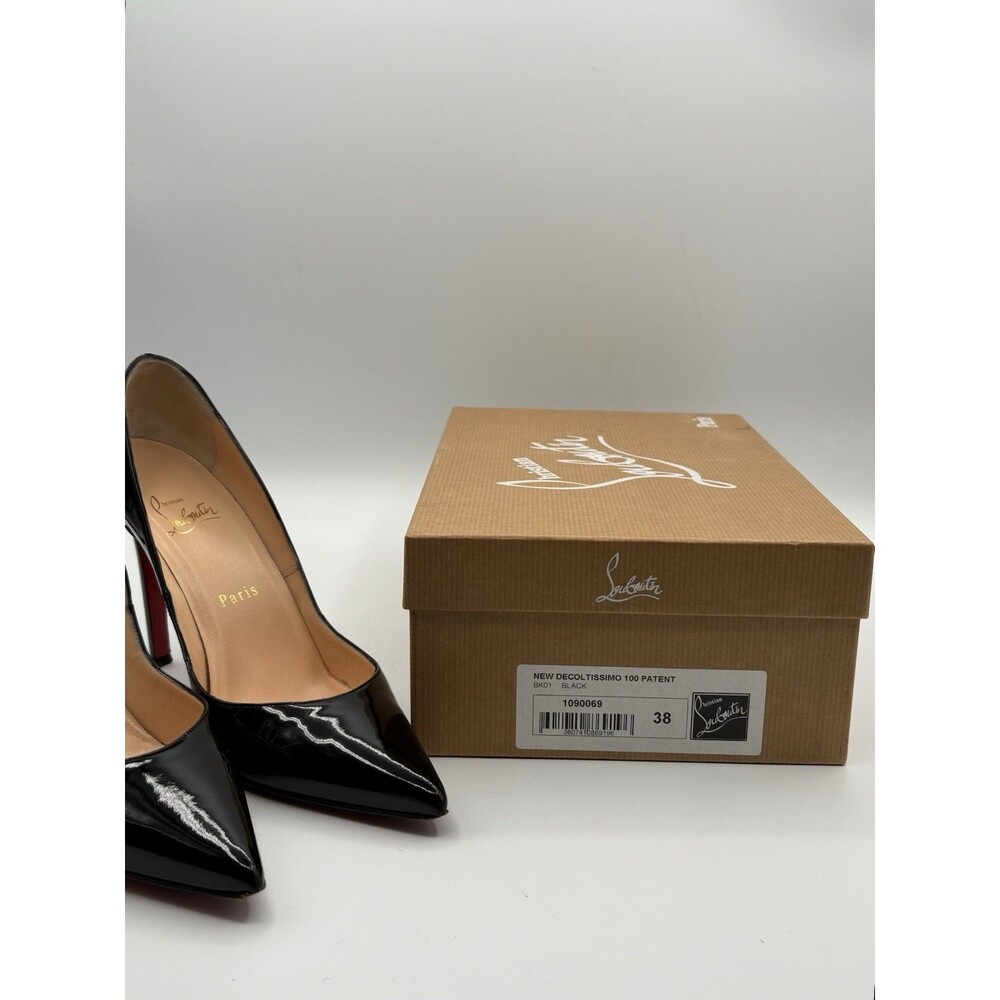 Christian Louboutin Black Patent Leather Stiletto Heels New Decoltissimo EU 38 - Picture 14 of 15